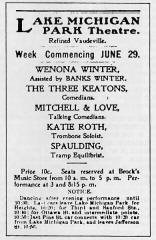 1902 ad for a performance at Muskegon's Lake Michigan Park Theater